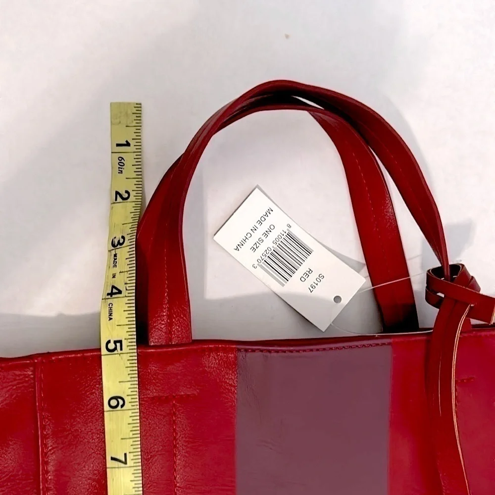 Saks Fifth Avenue Red Tote Bag with removable zebra tag NWT